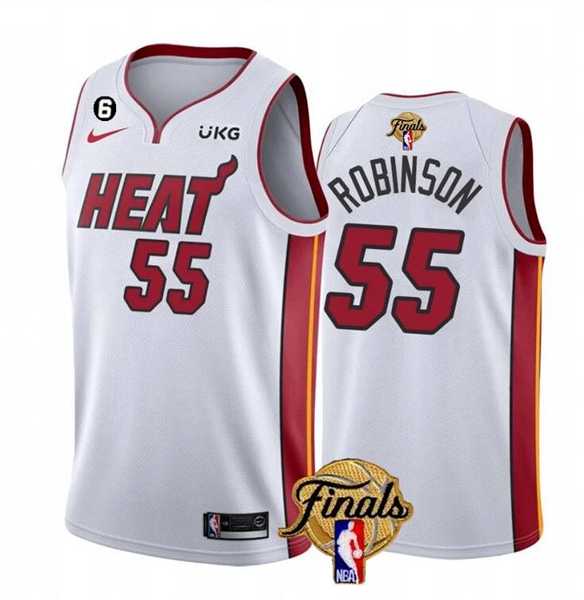 Mens Miami Heat #55 Duncan Robinson White 2023 Finals Association Edition With NO.6 Patch Stitched Basketball Jersey->miami heat->NBA Jersey